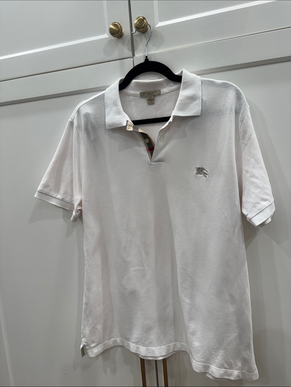 Burberry White Polo with Subtle Embroidered Logo